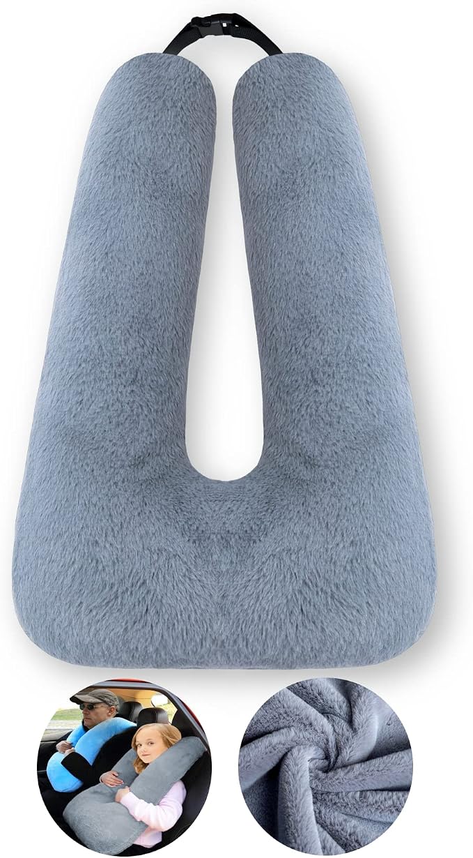 FHSGGP Travel Pillow Car Pillow Kid Car Sleeping | The Sleeping Aid for Adults and Kids on Road Trips Kids Travel Pillow Gray