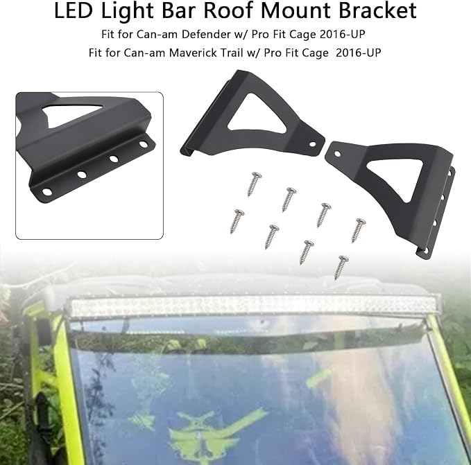LED Light Bar Roof Mount Bracket 50"/52" 16-25 for Can-am Defender w/ Pro Fit Cage 2016+, Maverick Trail w/ Pro Fit Cage 2016+ Model