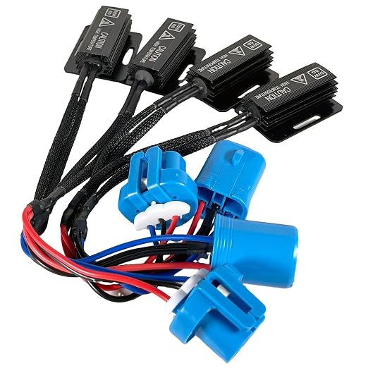 HB5 9007 LED Load Resistor Adapter 50W 6Ohm Upgraded Canbus Decoder Fix Headlights Fog Light Error Code Anti-Flicker Wiring Relay Harness