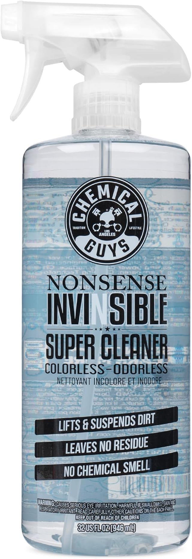 Chemical Guys Nonsense Colorless & Odorless All Surface Cleaner - Clear, Safe for Vinyl, Rubber, Plastic, Carpet, and Upholstery, pH Balanced, Residue-Free, Unscented, 32 oz Spray | Colorless, odorless, residue-free cleaner lifts dirt from vinyl, rubbe...