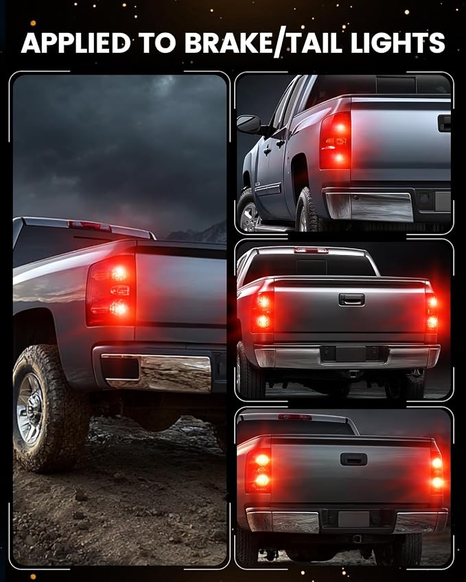 LASFIT CANBUS 3157 LED Bulb Red,3057 4157 LED With Built-in Resistor for Brake Light Bulbs with Fan,3156 Anti Hyper Flash Error Free for 2007-2013 Silverado 1500,Tail Lights, Stop Lights, Pack of 2