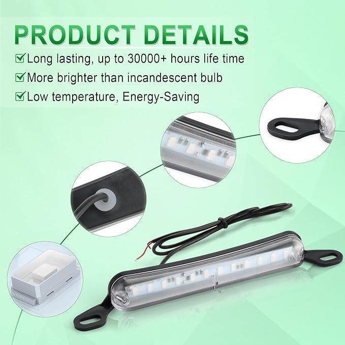 LivTee License Plate Light, Extremely Bright LED License Plate Lights Assembly for Trailer UTV ATV Truck RV Boat, Green
