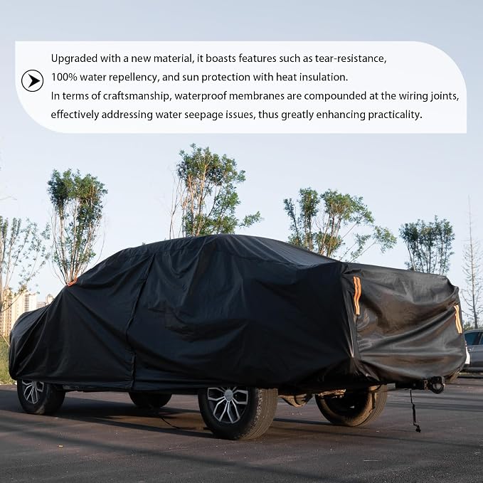 Waterproof Truck Cover, Heavy Duty Car Cover, Exterior Guard for Hyundai Santa Cruz, Ford Maverick, All Weather Dustproof Snow Shield for Outdoor Use,Fit Truck-Length (Up to 213")