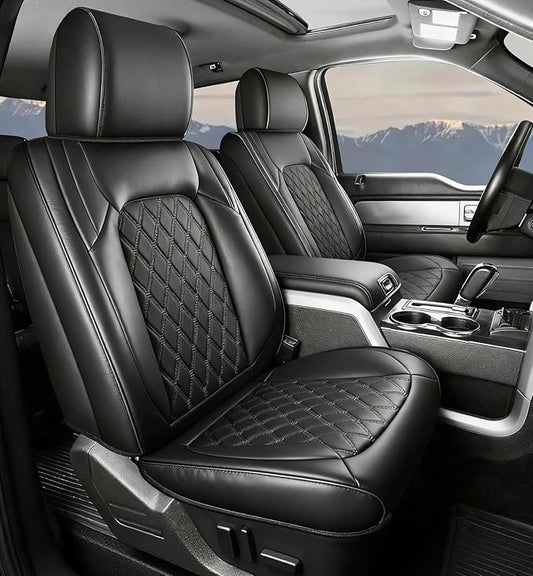 Umbrauto Seat Covers for Ford F150| Nappa Leather Pickup Truck Custom Fit Seatcovers for 2015-2025 2026 F150 SuperCrew/ 2017-2026 F250 F350 F450 Super Duty Crew Cab XL XLT Lariat King Ranch Platinum