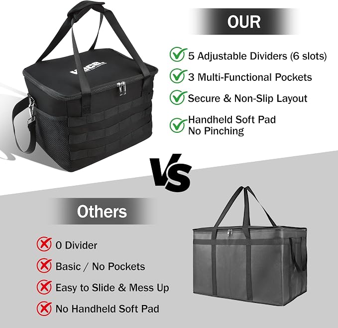Tactical Reusable 6 Cups Drink Carrier,Insulated Caddy Foldable Cup Holder | MOLLE System,Clear order window. 6 adjustable dividers.Tip-Resistant No-Spill,For Car, Camping, Travel,Delivery
