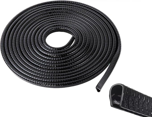 Car Door Edge Guards 5M(16.4Ft), U Shape Rubber Door Edge Protector Trim with Built-in Metal Clips, No Adhesive Needed, Easy to Cut, Universal Fit for Most Cars Trucks SUVs (Black)