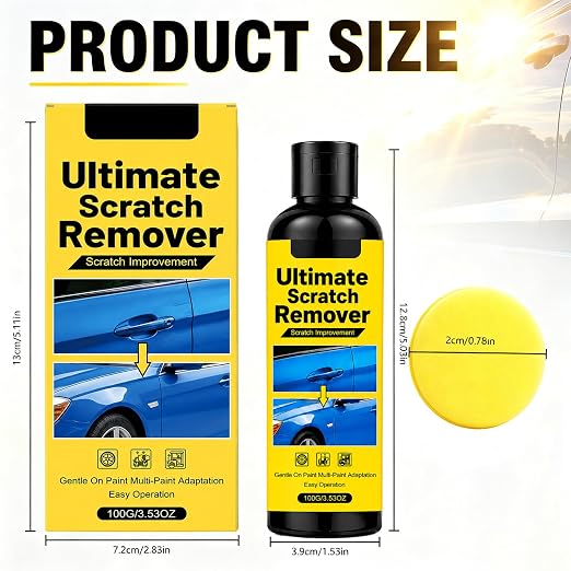NanoPolix Car Scratch Remover, 100g Car Paint Repair Paste for Light Scratches, Swirl Marks, Scuffs & Water Spots, Polishing Compound, Safe for Most Automotive Paint Colors with Sponge & Cloths