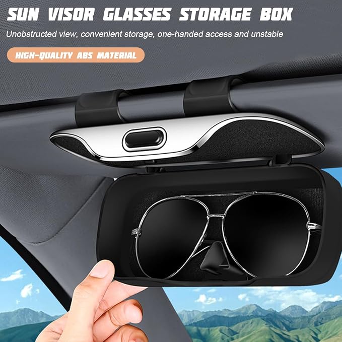 zipelo Sunglasses Holder for Car Sun Visor, Protective Automotive Eyeglasses Storage Case Hanger, Soft Vehicle Interior Glasses Organizer Box Accessories, Universal Fit (White)