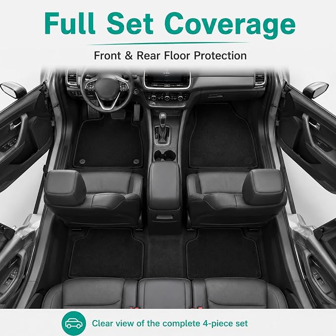 GXARTS Car Waterproof Floor Mats Carpet Full Set Compatible with Volkswagen Taos 2021 2022 2023 2024 2025 | All-Weather Protect, Black Velour Automobile Floor Liner Accessories