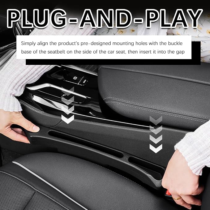 2PCS 2026 New Car Seat Gap Filler Organizer,Deepened No Drop Car Gap Seat Filler with Storage Slots & Reserved Charging Hole,Universal Cars Seats Gaps Plug Cars Interior Accessories