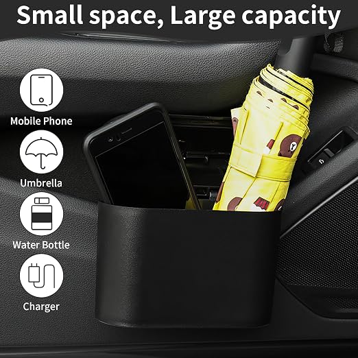 Car Trash Can with Lid, Leakproof Mini Garbage Bin for Car – Compact Design with Self-Closing Lid, Waterproof & Easy to Clean, Includes Trash Bags for Door Pocket, Cup Holder, or Office Desk (1)