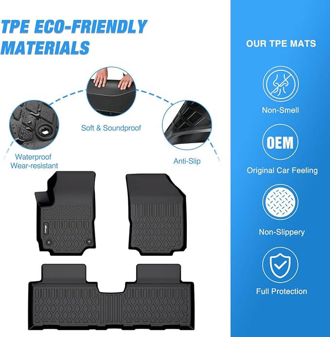 Nilight TPE Floor Mats for Chevy Equinox GMC Terrain | 2018 2019 2020 2021 2022 2023 2024 All Weather Custom Fit Heavy Duty Floor Liners