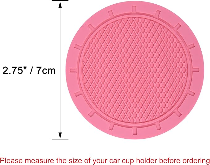 Car Coasters, Wisdompro 4 Pack PVC Car Cup Holder Insert Coaster - Anti Slip Universal Vehicle Interior Accessories Cup Mats for Women(2.75" Diameter, Pink)