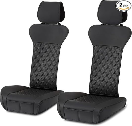 Amazon Basics Front Car Seat Covers, Breathable Faux Leather, Universal Seat Protectors, 2-Pack