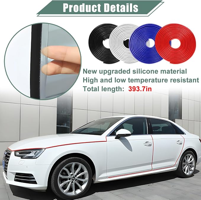 Osilly Car Door Protector Edge Guards, 33Ft Anti Collision U Shaped Automobile Door Seal Protector, No Glue Vehicle Exterior Edge Trim Protective Strip Accessories, Universal Fit (Black)