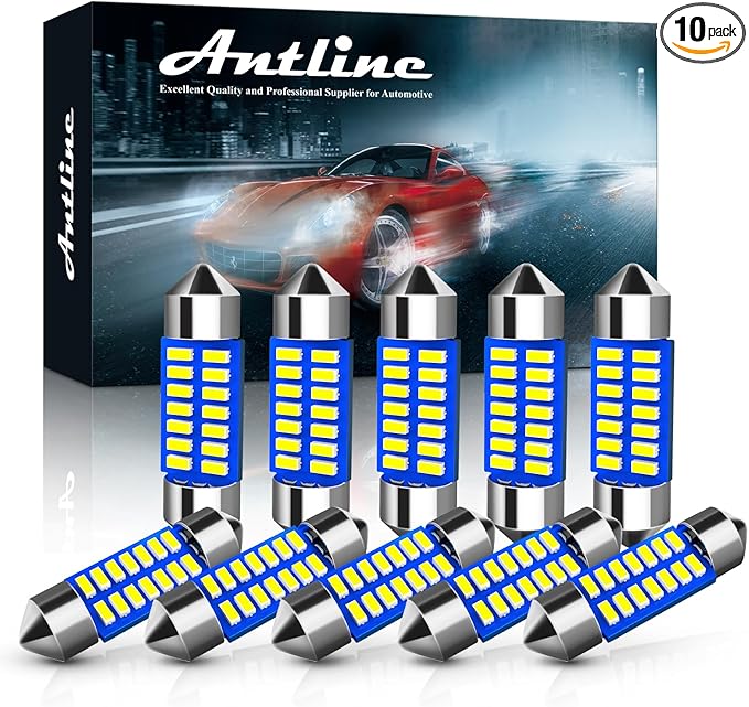 Antline DE3175 DE3021 DE3022 3175 31MM 1.22”LED Bulb White, Super Bright Canbus Error Free 12 Volt Replacements for Interior Dome Map Vanity Mirror Sun Visor Lights (Pack of 10)