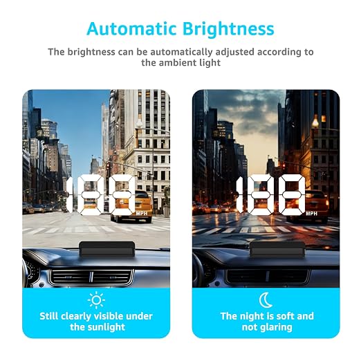 Heads up Display for Cars,Car HUD,Head up Display for Car,Digital GPS HUD Speedometer,USB Cable Plug and Play,Automatic Brightness Adjustment,Large Font Display (K1-White)
