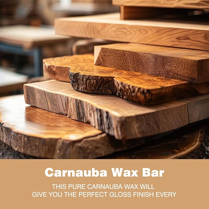 Carnauba Wax Paste - Pure Carnauba Wax Stick for Wood Buffing Compound | High-Gloss Finish - Prevents Cracking Or Warping - Easy Application - Non-Staining