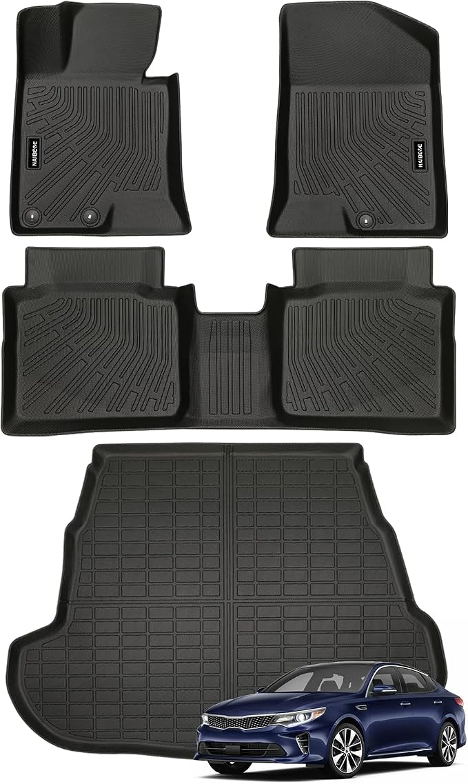 Naibeve Floor Mats for Kia Optima 2011-2015 - All Weather Custom Fit for Kia Optima Floor Mats Liners with Cargo Liner Accessories