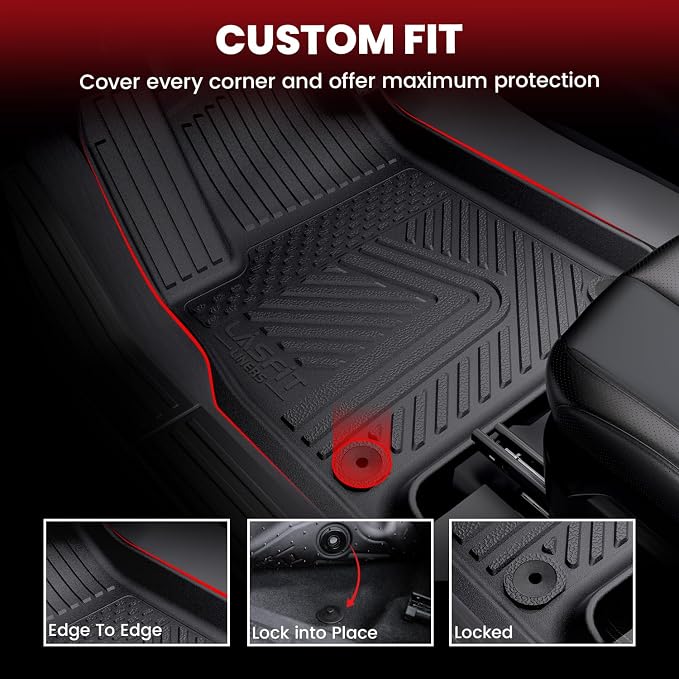 LASFIT Floor Mats&Trunk Mat&Backrest Mat for Rivian R1S 2024 2023 2022, TPE All Weather Floor Mats Custom Fit Floor Liner&Cargo Mat for R1S 2022-2024 Full Set Car Mats and Cargo Liner