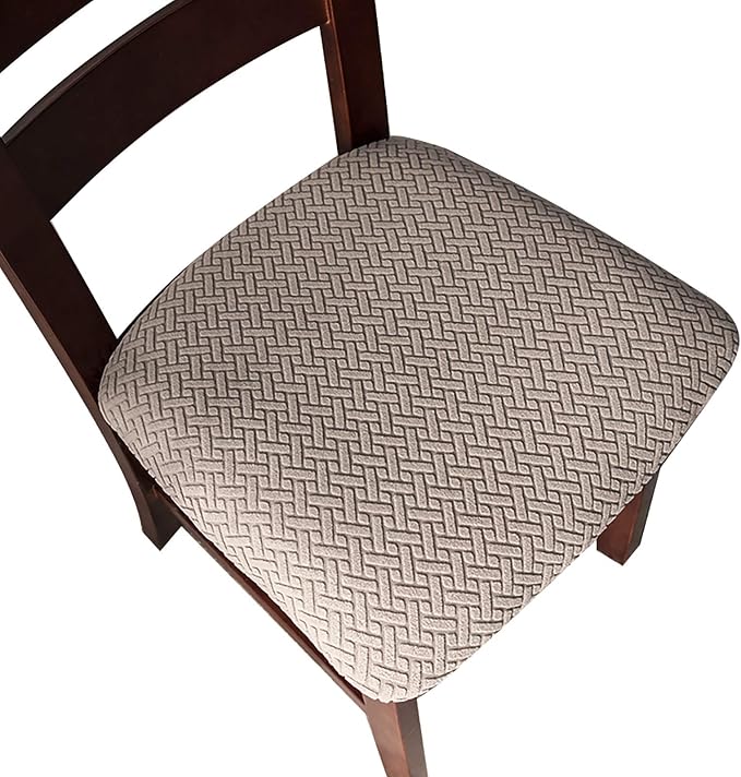 Genina Seat Covers for Dining Room Chair Seat Slipcovers Kitchen Chair Covers (Taupe, 2 Pcs)