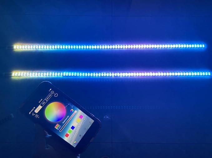 Bluetooth APP + Remote 2PCS 4FT 1.2Meters 48" Doubel Row RGB Dream Color Chasing Light Strips for Car Truck Vehicle Off-Road Lighting Polaris Slingshot Underbody Lighting Off-Road
