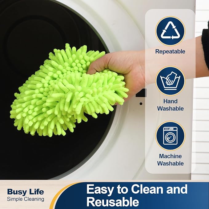 Yocada Car Wash Brush Kit Chenille Microfiber Car Wash Mop Mitt 60" | Long Handle Scratch-Free for Car Cleaning Brush Care Truck RV SUV Boat Windshield Window with 1 Replacement Head