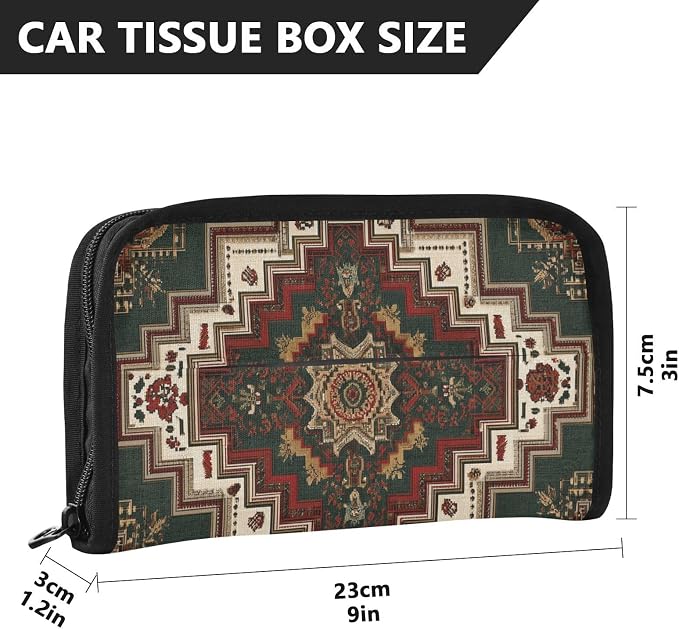 Car Visor Tissue Holder Mask Holder for Car, Car Tissue Box Sun Visor Napkin Holder Car Visor Accessories Adjustable Straps Reusable Durable Easy to Install Boho Olive Green Decor