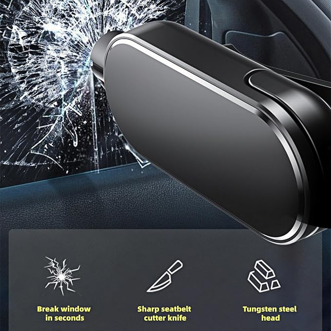 Window Breaker Seatbelt Cutter,2 in 1 Car Safehammer Window Punch Emergency Escape Tool,Safety Hammer Glass Breaker Seat Belt Cutter Underwater for Automotive (1, Black)