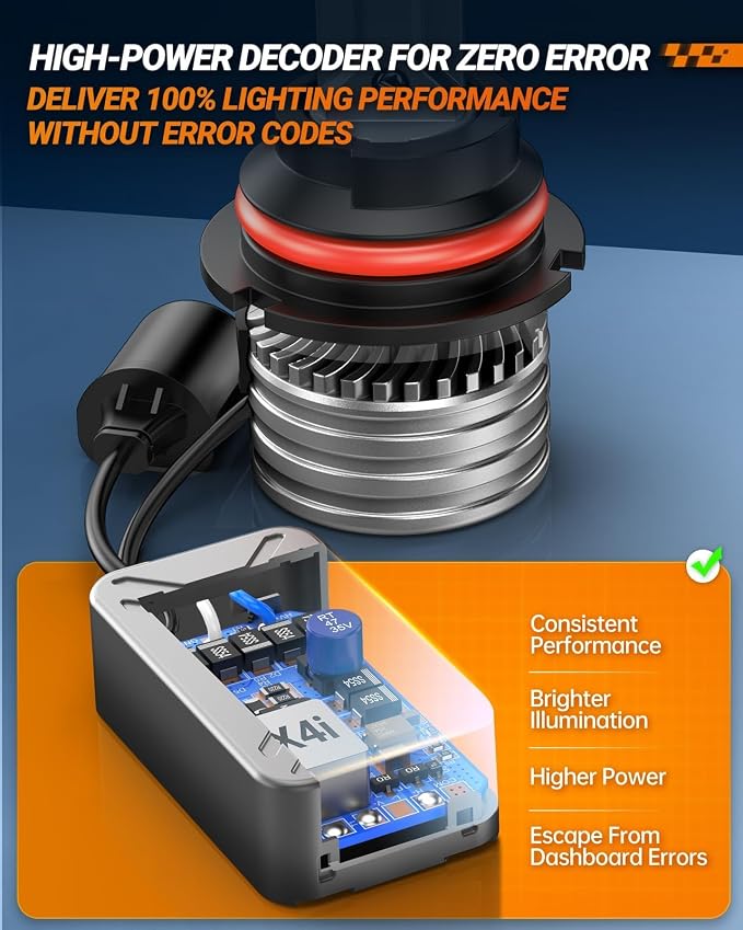 SEALIGHT 9007 Bulbs, 90,000LM 14X Brightness, HB5 9007 6500K Cool White LED Bulbs, IP68 Waterproof 70000Hrs Lifespan, No Flickering, 1Mins Installation, 2 Pack