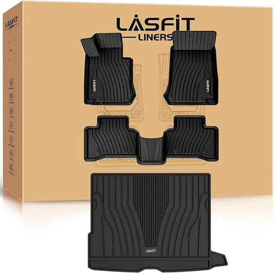 LASFIT Floor Mats & Cargo Mat for Mercedes Benz GLC 2016-2022 GLC300 /GLC350e (Not Fit Coupe), All Weather TPE Floor Liners Fit for GLC 300/ 350e/ 43 AMG/ 63 AMG Car Mats, 1st & 2nd Row & Trunk Mat
