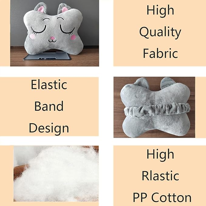 Sexysamba Car Headrest Pillow,Cartoon Neck Pillow for Car,Comfortable Soft Car Seat Pillow for Driving,Head Rest Cushion,Cute Neck Pillow for Travelling and Home 2Pcs (Grey Cat)