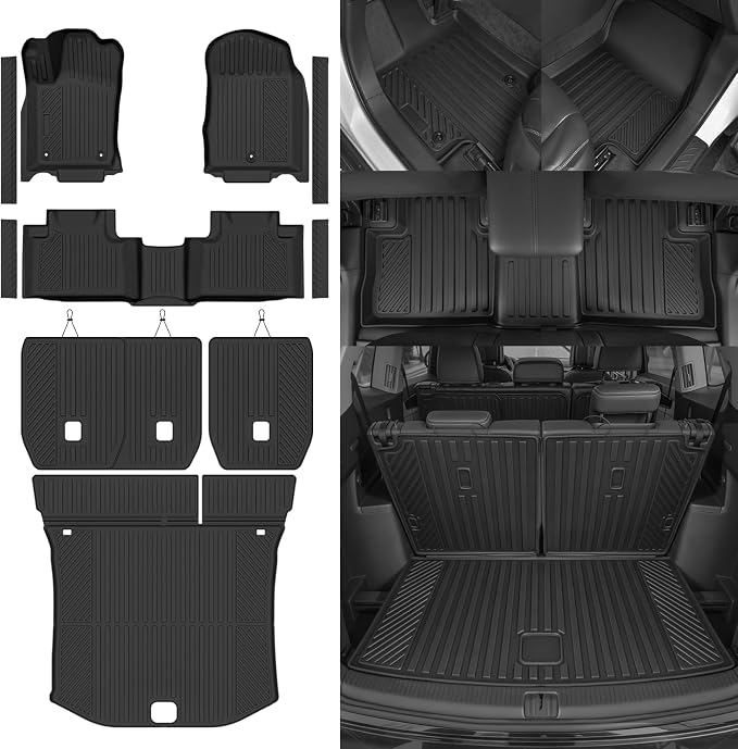 Custom Fit Floor Mats for 2011-2012 Jeep Grand Cherokee, All Weather TPE Floor Liners & Trunk Mat & Backrest Mats & Door Sill Guard, Odorless Full Set Interior Accessories