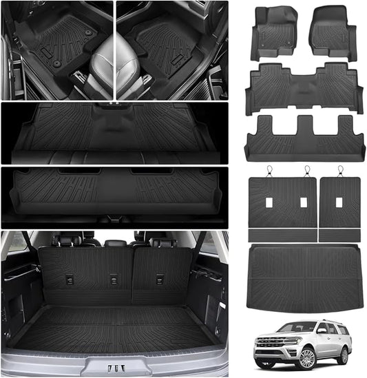 Cartist Floor Mats for Ford Expedition MAX 2018-2024 (8 Seats-2 Row Bench Seat), All Weather Cargo Liner for Expedition Accessories, Heavy Duty Car Mats, Car Accessories (Only Fit MAX)