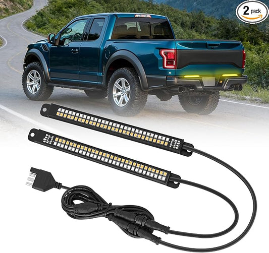Nilight Truck Tailgate Light Strip 7 Inch Aluminum Frame Double Row 60 LED Red Running Brake Amber Sequential Turn Signals Strobe Lights Bar for Trailer Hitch Cargo Carrier Luggage Rack