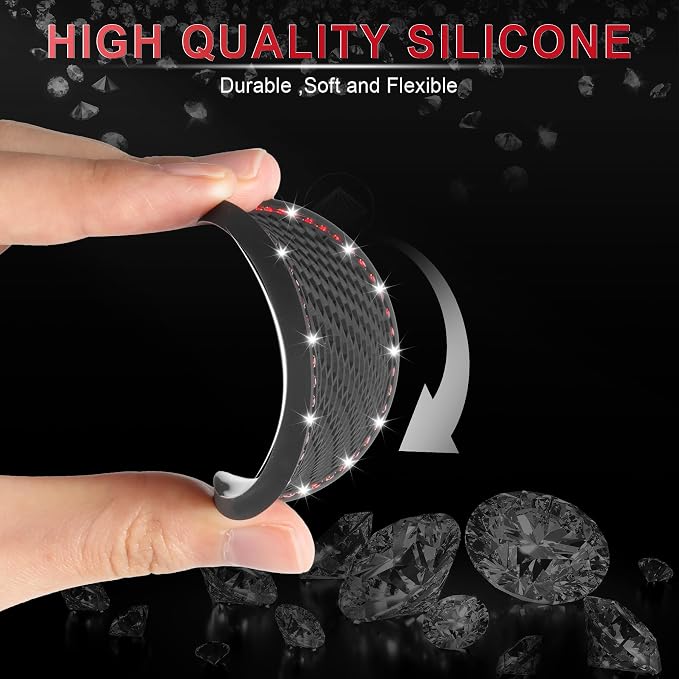 JUSTTOP 2 Pack Universal Auto Anti Slip Cup Holder Insert Coaster, Car Cup Holder Coaster, Bling Crystal Rhinestone Car Interior Accessories, Black - Red