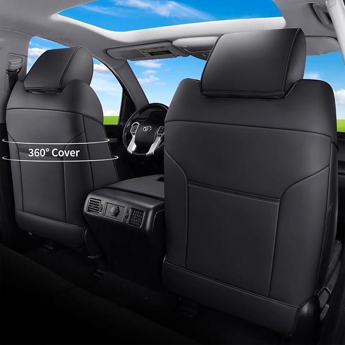 Huidasource Tacoma Truck Seat Covers Custom Fit for Toyota Tacoma 4th Gen(2024-2026) Double&Crew Cab SR SR5 Limited TRD Sport/Off Road Trailhunter, Front & Rear Car Seat Cover(Full Set/Black&Red)