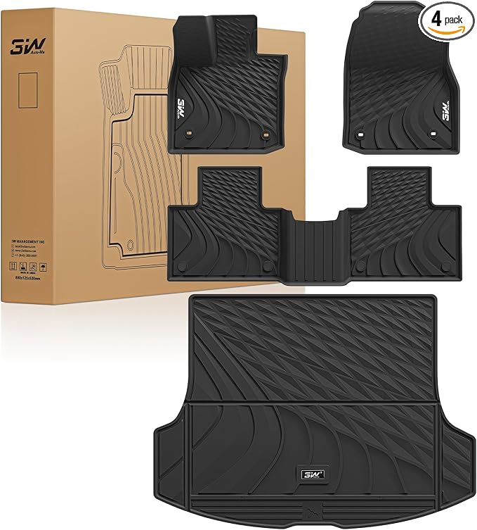 3W Floor Mats & Cargo Liner for Lexus RX/RX350/RX 350h/RX500h 2023-2025 2026 (Not fit Lexus RX450h+ PHEV), TPE All Weather Custom Fit Floor Liner & Trunk Mats 1st &2nd Rows Car Mats & Cargo Mat, Black