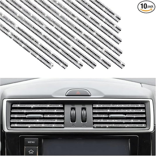 10PCS Bling Car Air Vent Outlet Trim, Rhinestone Auto Air Conditioner Decoration Moulding Strip, DIY Bendable Crystal Sparkly for Women, Car Interior Accessories for Most Cars (Gradient/Black)