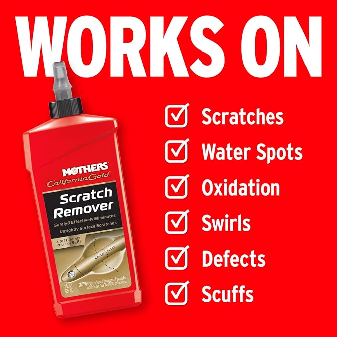 Mothers California Gold Scratch Remover, 8 oz. (08408) | Safely & Effectively Eliminates Light Scratches, Scuffs & Transfers from Paint & Clearcoat, Handles and High-Touch Areas