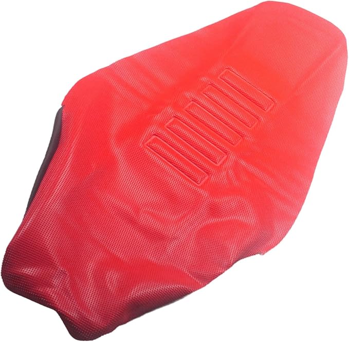 Motorcycle Universal Seat Cover non-slip thick 3D particles suitable Rubber Striped Grip Gripper Soft For CRF WR WRF RMZ YZF SXF EXC EXC XC SX CR KLX 250 Dirt Pit Bike Motocross (Orange) (Red)