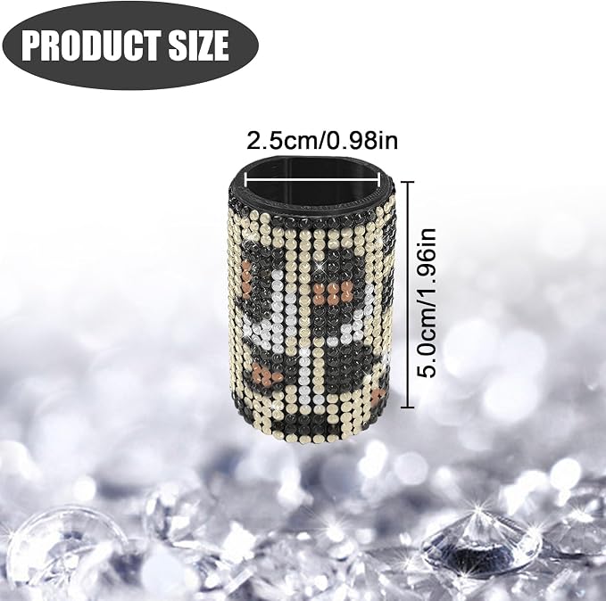 Upright Car Chapstick Holder, Bling Insulating Lip Balm Holder,Rhinestone Car Accessories for Women Interior ,Suitable for Most Vehicles. (Leopard print)