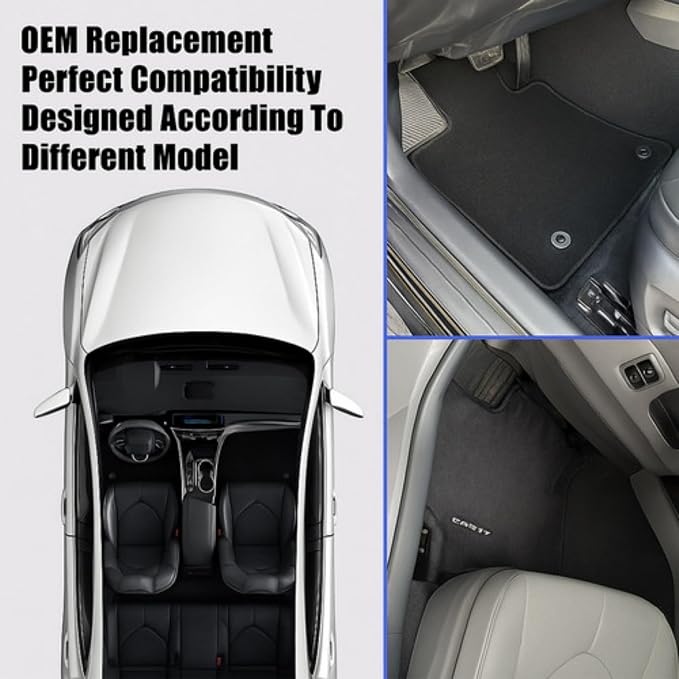 GXARTS 3PCS Front and Rear Velour Floor Mats Carpet Black Replacement Compatible with Honda Civic 2012 2013 2014 2015 Anti- Slip
