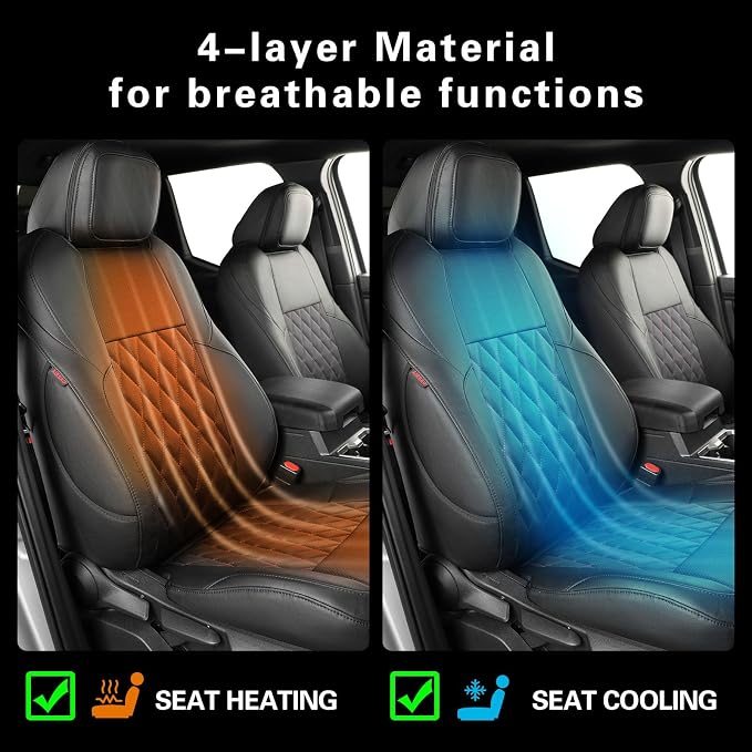 coverdream Tacoma Hybrid Leather Seat Covers Full Set for 2024-2026 Toyota Tacoma TRD Sport,TRD Off-Road,Limited,Trailhunter,Fully Covered,Luxury Waterproof Car Seat Protector(Black & Diamond)