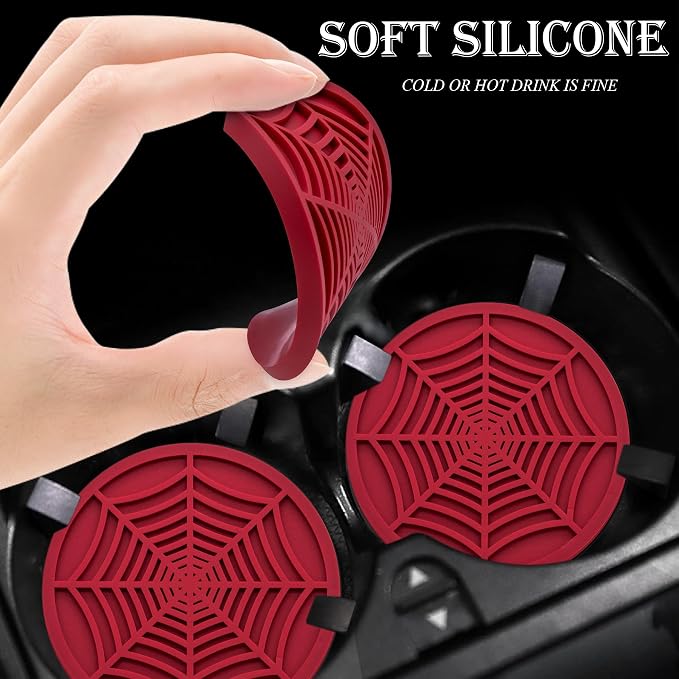 4PCS Car Cup Holder Coasters, 2.75 Inch Universal Non-Slip Insert Water Bottle Holder Pads, Car Interior Accessories Sets (Red)