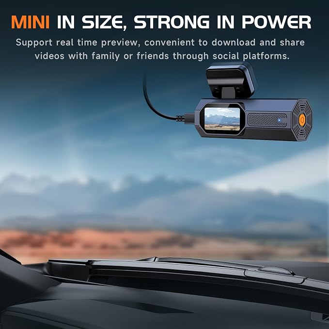 VEEMENT 2.5K Dash Cam Front, Mini Car Camera with App, 2.4G WiFi Smart Dash Cam for Cars, WDR Night Vision, 24H Parking Mode, G-Sensor, Heat Resistant, Supports 256GB Max