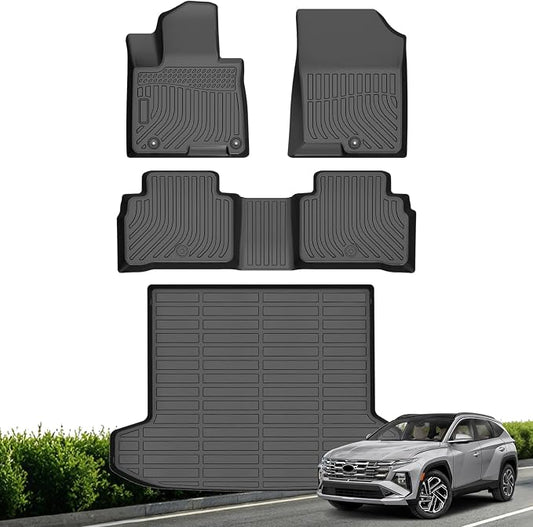 Floor Mats for Hyundai Tucson 2026 2025 2024-2022 (Not for Hybrid & PHEV) | TPE All Weather Custom Fit Floor Liners & Cargo Liner for Hyundai Tucson 2022-2026 Accessories