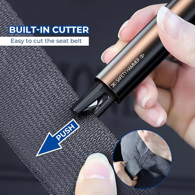 2 Pack Car Safety Hammer Car Window Breaker Seatbelt Cutter Emergency Escape Tool Car Glass Breaker for Land and Underwater Life-Saving Car Safety Kit Essentials Car Accessories (Black+Black)