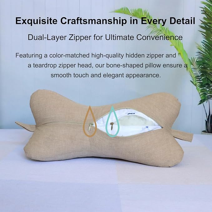 Neck & Cervical Pillows Dog Bone Shaped Travel Neck Pillows With Washable Removable Cover Have Loops On Either End For Car Bus Truck Driving Comfort Head Rest Support Neck Chiropractic Pillow ( Color