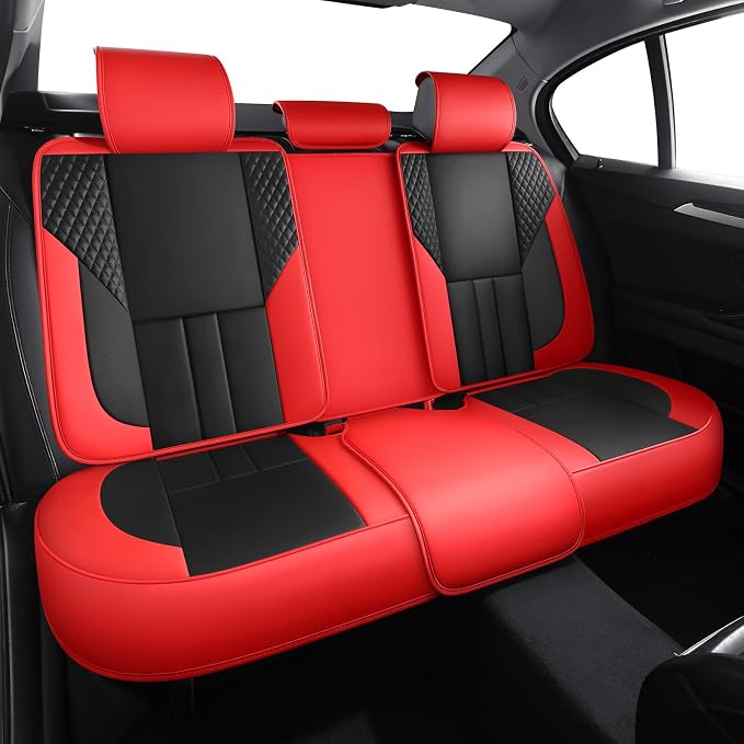 Universal Car Seat Covers for SUVs Sedans Trucks Redblack | universal fit, faux leather, waterproof, breathable, stain/scratch resistant, airbag compatible, anti-slip, easy install
